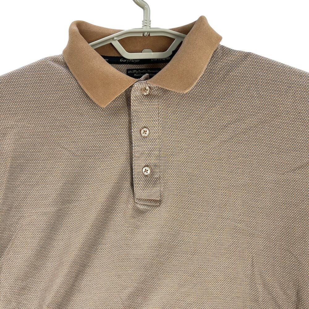 Gary Player Polo Mens L Orange Blue White Short Sleeve Moisture Wicking Cotton